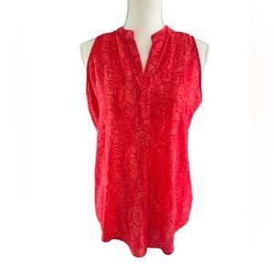 JNY Jones New York Red Snake Skin Pattern Blouse - Size Medium